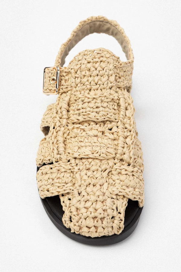 Ramona Straw Knit Detail Flat Sole Sandals