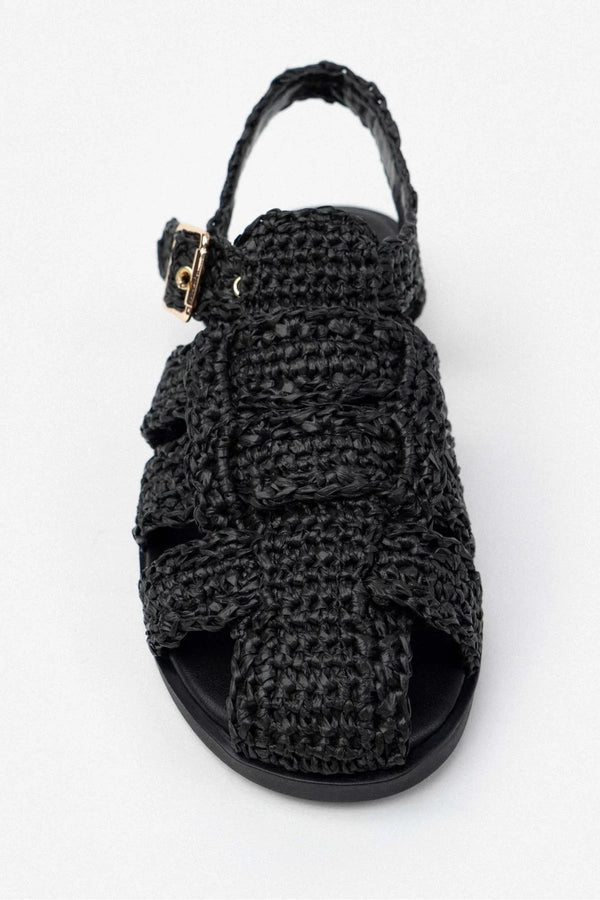 Ramona Straw Knit Detail Flat Sole Sandals
