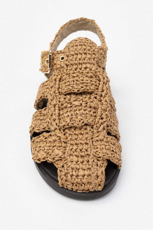 Ramona Straw Knit Detail Flat Sole Sandals