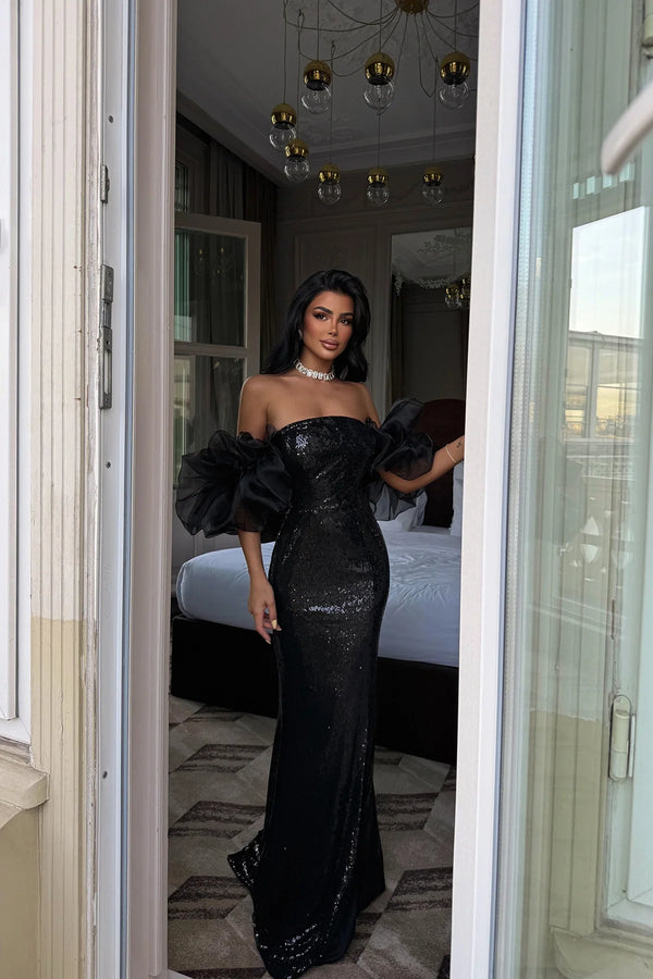 Strap Slit Detail Evening Dress