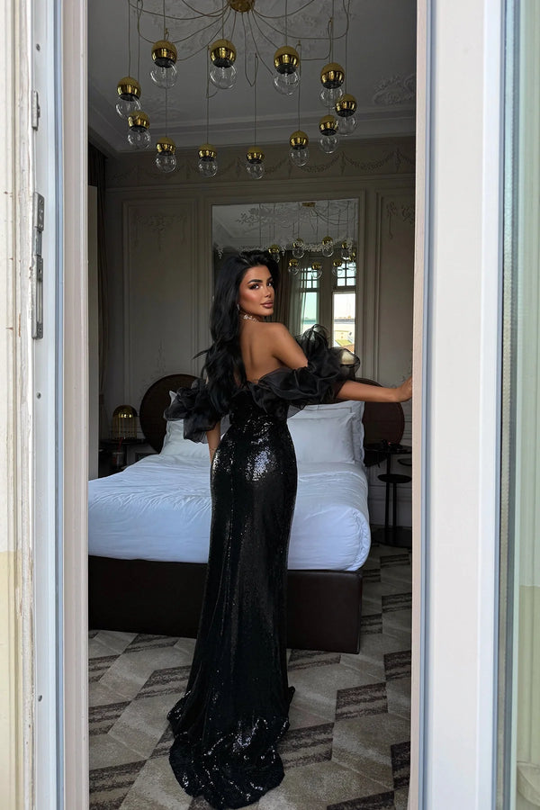 Strap Slit Detail Evening Dress