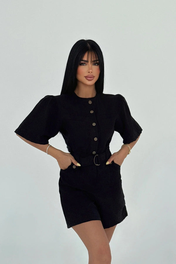 Chic Button-Front Utility Romper