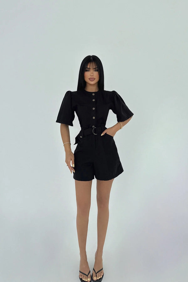 Chic Button-Front Utility Romper