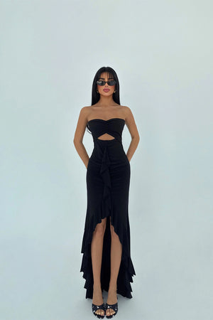 Lilas Strapless Ruched Maxi Dress