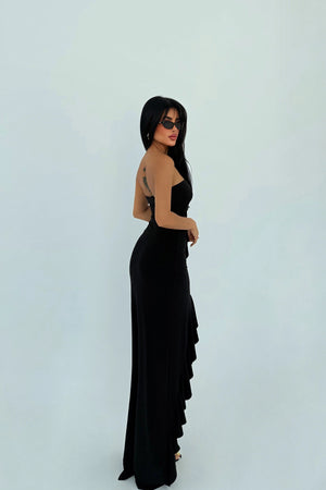 Lilas Strapless Ruched Maxi Dress