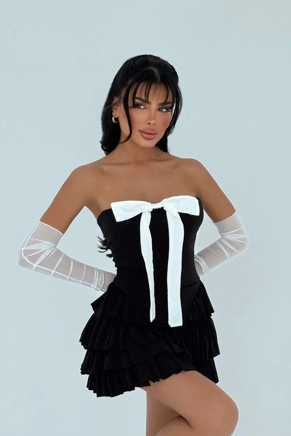 Ramblas Mini Ruffle Dress with Glove Detail