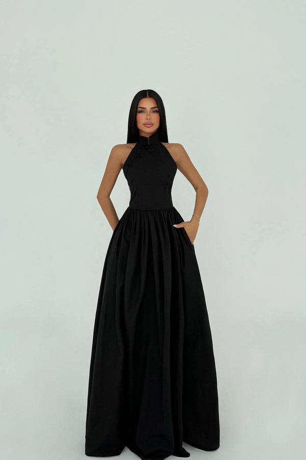 Ramblas Elegant Halter Neck Maxi Dress