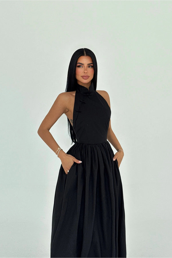 Ramblas Elegant Halter Neck Maxi Dress