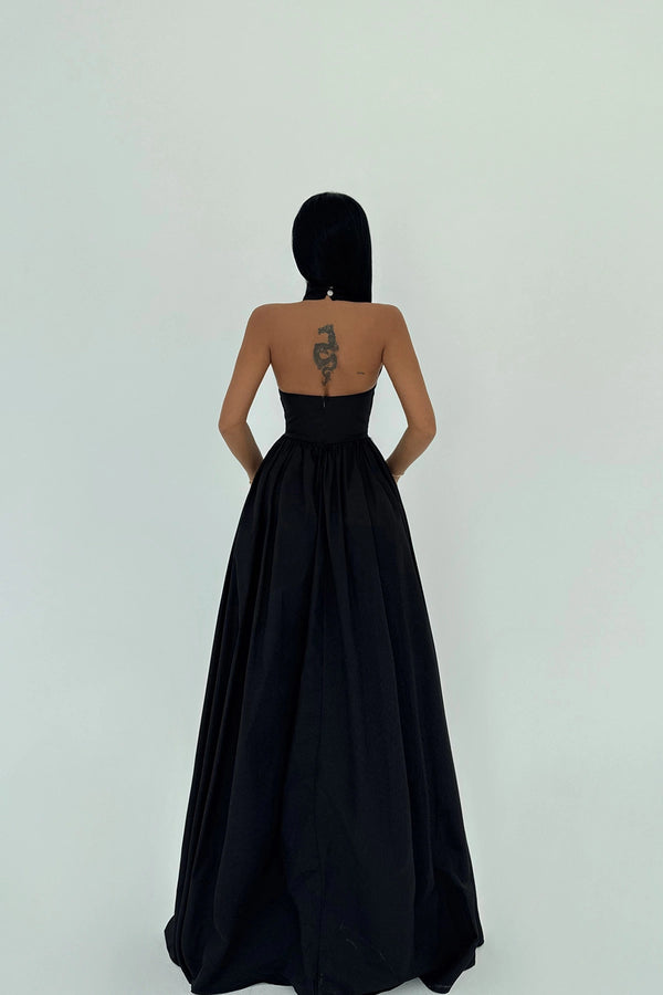 Ramblas Elegant Halter Neck Maxi Dress