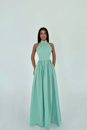 Ramblas Elegant Halter Neck Maxi Dress