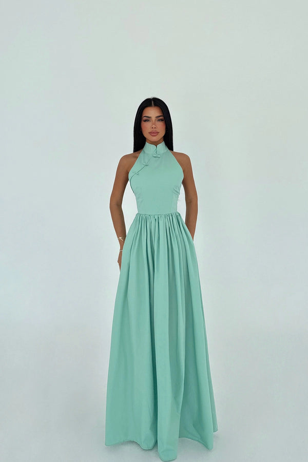 Ramblas Elegant Halter Neck Maxi Dress