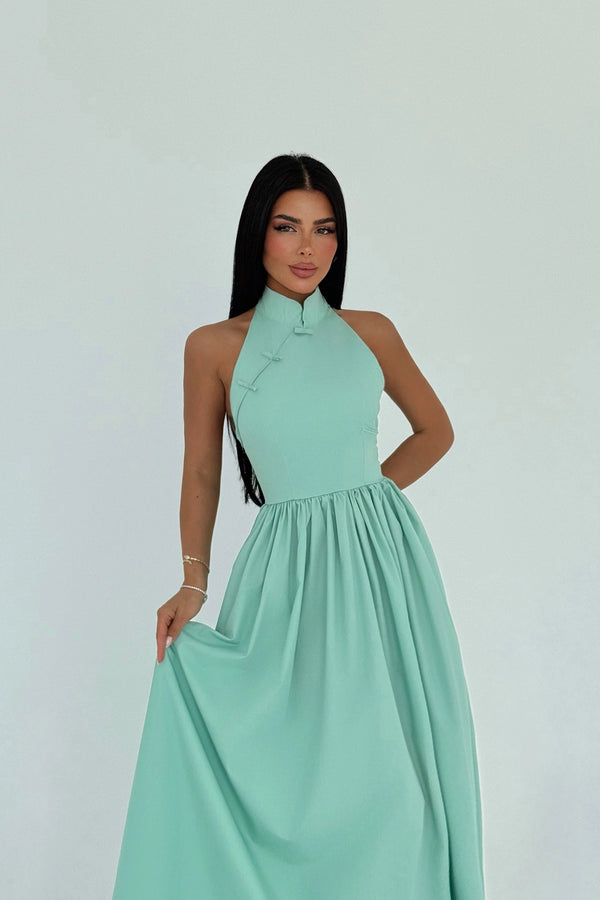 Ramblas Elegant Halter Neck Maxi Dress