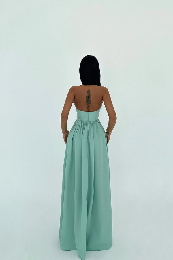 Ramblas Elegant Halter Neck Maxi Dress