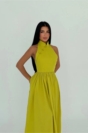 Ramblas Elegant Halter Neck Maxi Dress